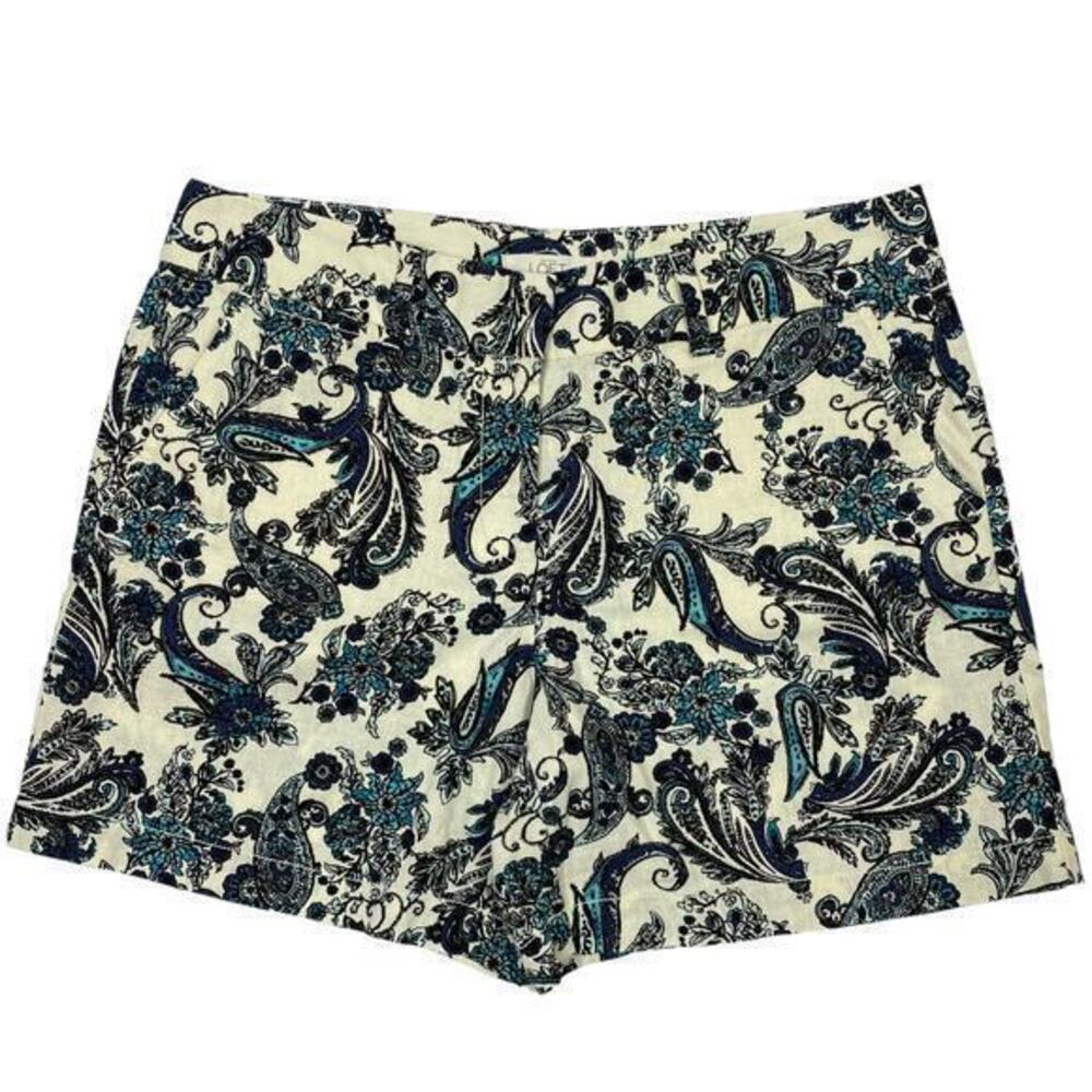 Linen Blend Preppy Shorts 6 Paisley Vacation Dressy‎ Chino Garden Boho Garden